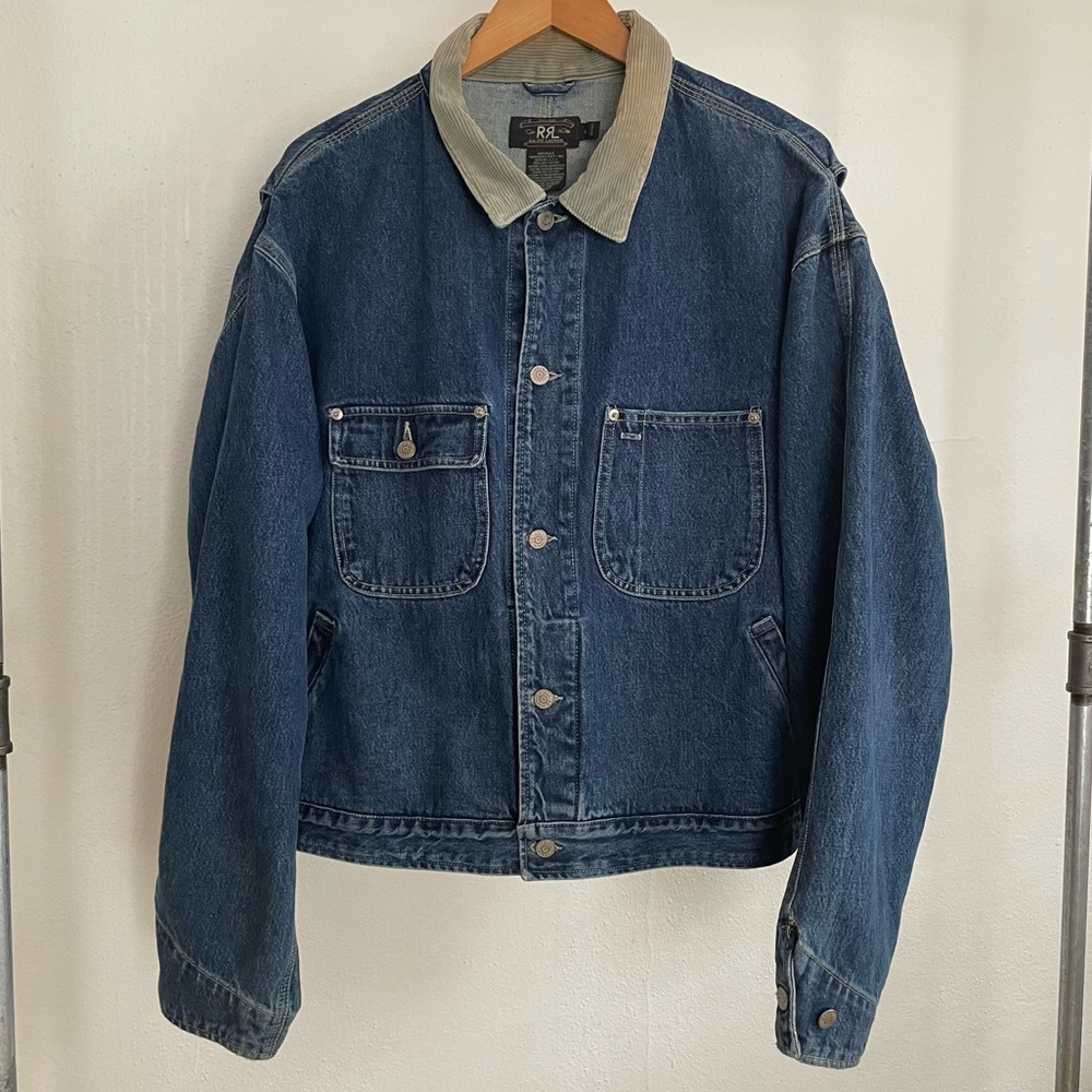 Double RL Ralph Lauren vintage corduroy trim denim jacket